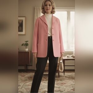 Escada Vintage 80's Pink Oversized Jacket Blazer Made In Italy Size Angora Wool